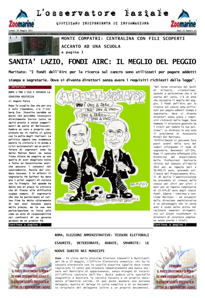 L'osservatore d'Italia edizione del 20 Maggio 2013